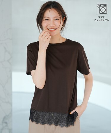 裾レース半袖Ｔシャツ