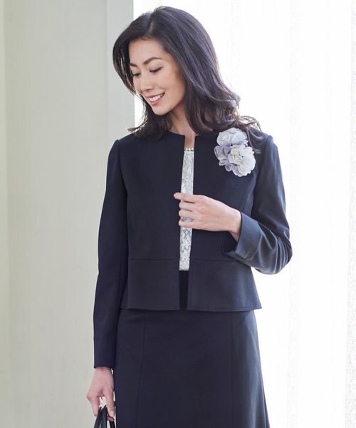 洗える】LUXE STRETCH PONTE ノーカラージャケット｜ニジュウサンクの