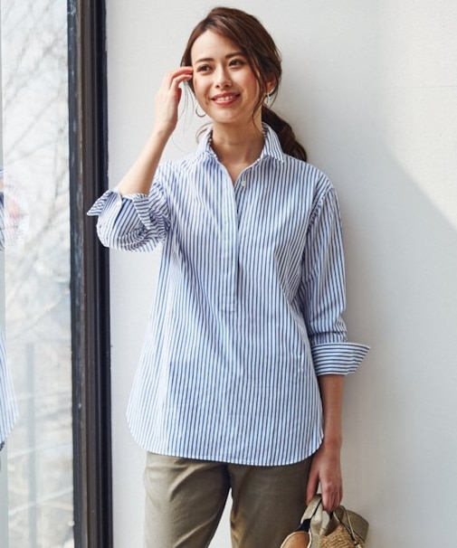 【マガジン掲載】CANCLINI ストライプチュニックシャツ(検索番号F33)