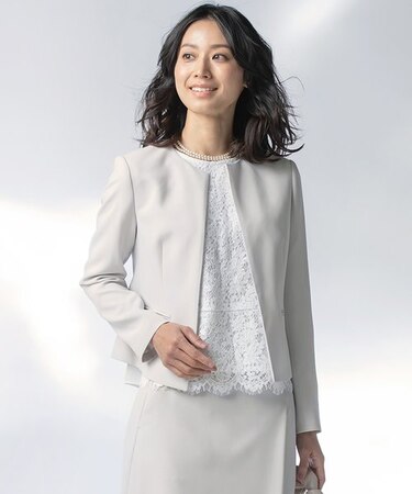 【セットアップ対応】トリアセダブルジョーゼット ノーカラージャケット