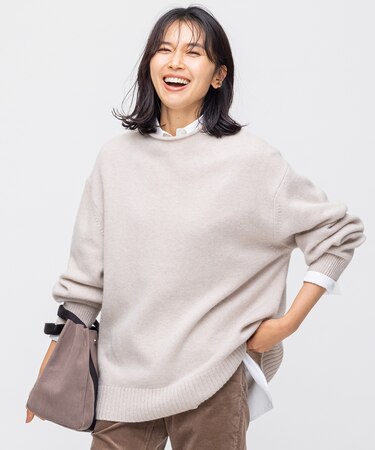 【素敵なあの人掲載】ウールカシミヤブレンドバルキー モックネック ニット