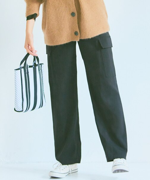 【洗える】キュプラナイロンストレッチ カーゴ パンツ