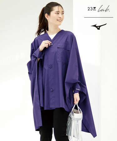 【23区 lab./MIZUNOコラボ】撥水防風 コンパクト Vネック ポンチョ