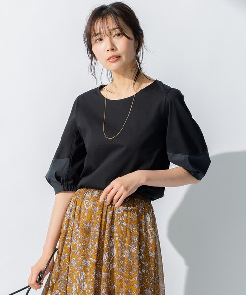 新品タグ付【エムプルミエ】ロイヤルクールパフスリーブカットソー★白ホワイト★36 新品タグ付【エムプルミエ】ロイヤルクールパフスリーブ