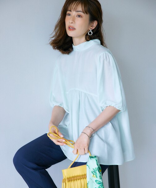 【WEB限定】エアリーシフォン 2WAY パフスリーブ ブラウス