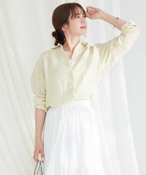 【CLASSY. 9月号掲載/WEB限定カラーあり】LIBECO ベーシック シャツ