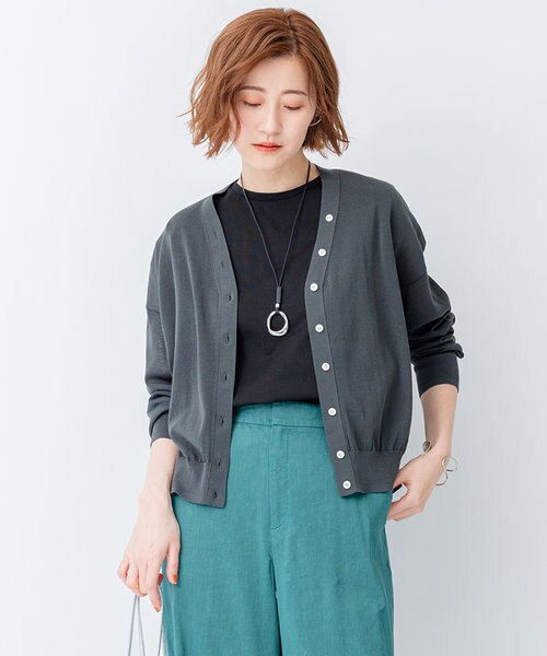 【値下げ】【23区】【洗える】シアーコットンナイロンVネックカーディガン 23区 【洗える】シアーコットンナイロン Vネック カーディガン