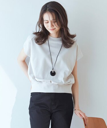 【SLOW/洗える】コンパクトインレー フレンチスリーブ カットソー