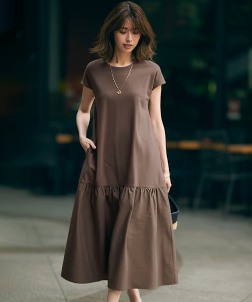 【洗える】スーピマコットンプレーティング ワンピース