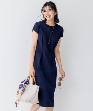 【洗える】アセテートミラノリブ ニットワンピース