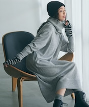 【洗える】ウールカシミヤ ニットワンピース