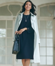 【洗える】トリアセダブルジョーゼット レース切り替え ワンピース