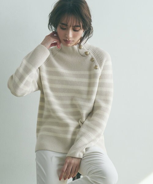 洗える】ウールカシミヤ パネルボーダー ニット｜ニジュウサンクの通販