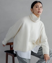 【洗える】ウールカシミヤ ニットポンチョ