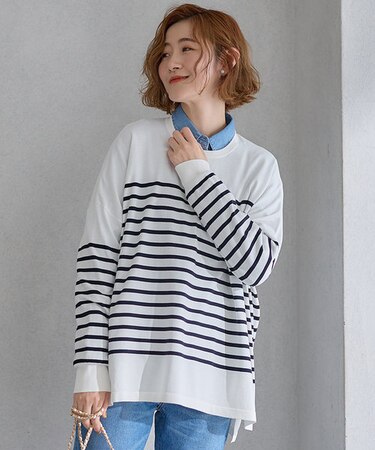 【洗える】プレミアムビオコットン ビッグシルエット ニット