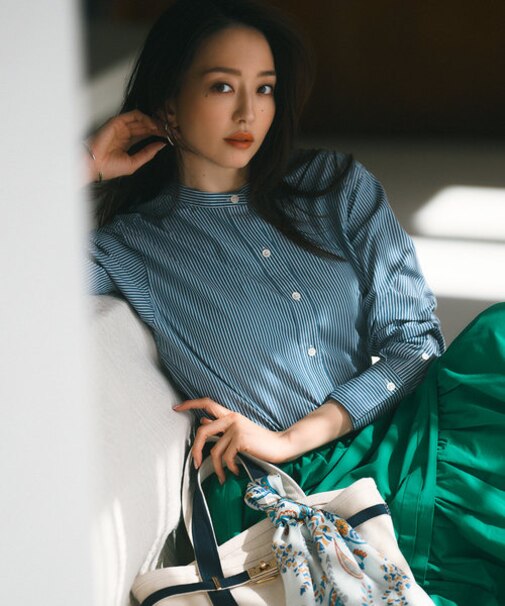 【Oggi4月号掲載/洗える】CANCLINI バンドカラー シャツ