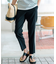【洗える】リネンレーヨンストレッチ テーパードパンツ