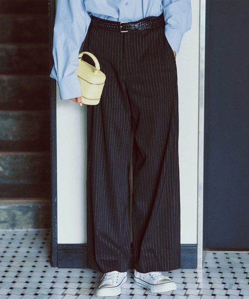 【CLASSY.6月号掲載/洗える】リネンレーヨンストレッチ ワイドパンツ
