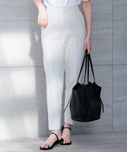 【セットアップ対応/洗える】コットンリネン オックスストレッチ テーパード パンツ