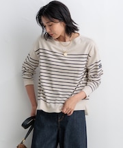 【洗える】Armor-lux クロップドボーダー カットソー