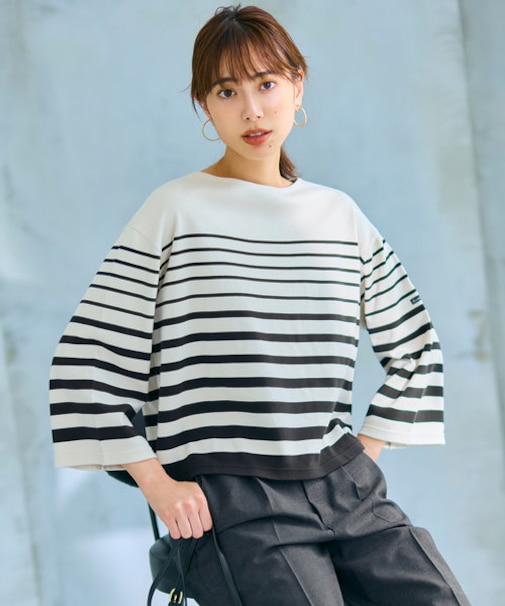 【洗える】Armor-lux ベルスリーブボーダー カットソー