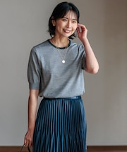 【洗える】サステナブルウール 半袖 ニット