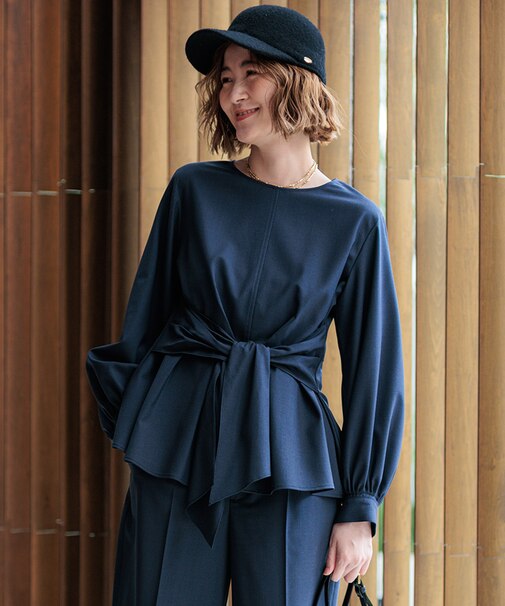 【CLASSY.10月号掲載/洗える】TWマットクロス ペプラム ブラウス
