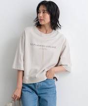 【洗える】ライトコットンテリー ワイドスリーブ ロゴ カットソー