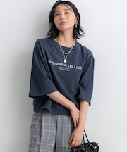 【洗える】ライトコットンテリー ワイドスリーブ ロゴ カットソー