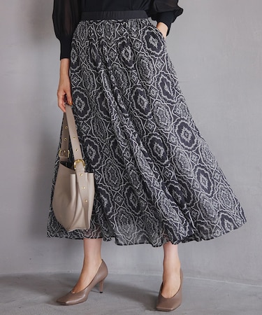 オーナメントプリント ギャザースカート