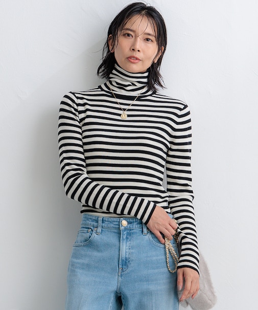 【Oggi1月号/CLASSY.11月号掲載】ウーステッドウール リブタートルネック ニット