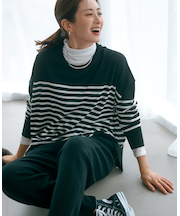 【WEB限定カラーあり/洗える】ウーステッドウール ワイドシルエット ニット