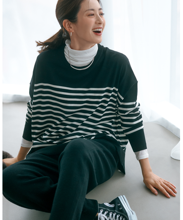 【WEB限定カラーあり/洗える】ウーステッドウール ワイドシルエット ニット