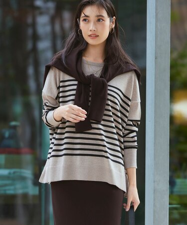 【WEB限定カラーあり/洗える】ウーステッドウール ワイドシルエット ニット