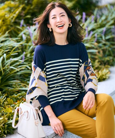 【WEB限定カラーあり/洗える】ウーステッドウール ワイドシルエット ニット