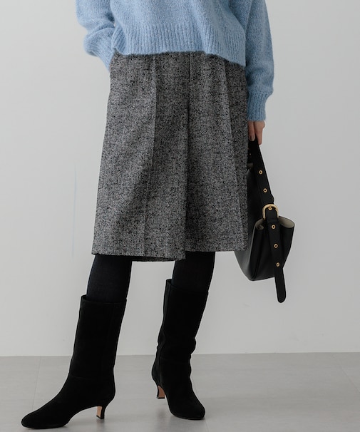 ヘリンボーンループツイード ハーフパンツ