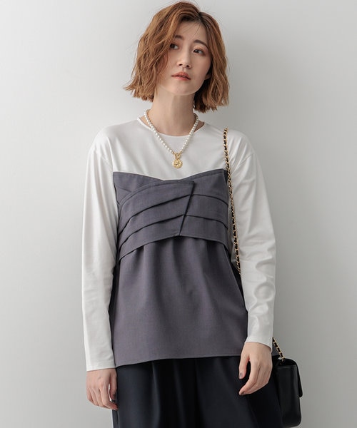 WEB限定カラーあり/洗える】スムースデザイン コンビ カットソー