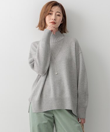 【洗える】カシミヤブレンド ハイネック ニット