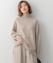 【洗える】カシミヤブレンド ハイネック ニット