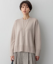 【洗える】カシミヤブレンド クルーネック ニット