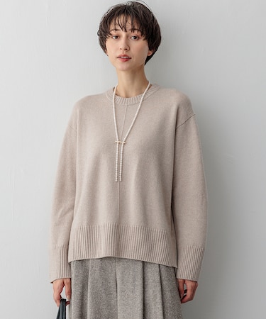 【洗える】カシミヤブレンド クルーネック ニット