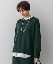 【洗える】カシミヤブレンド クルーネック ニット