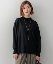 【洗える】ウールミルドジャージー リブデザイン カットソー