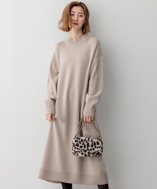 【洗える】カシミヤブレンド ニットワンピース