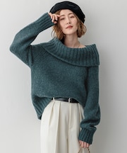 【洗える】エアリーベビーアルパカ ボリュームカラー ニット