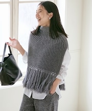 【SLOW/一部店舗限定】ニットトータル フリンジ ネックウォーマ―