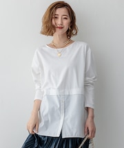 【GLOW10月号掲載/洗える】ナチュラルコットンベアコンビ カットソー