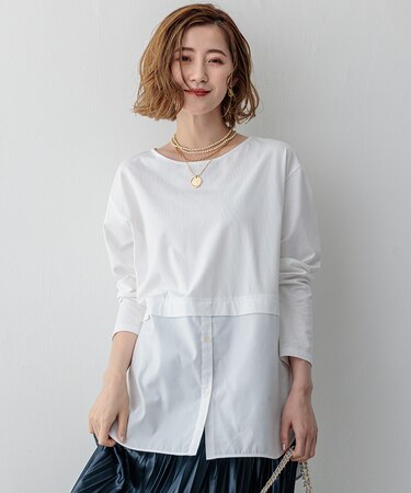 【GLOW10月号掲載/洗える】ナチュラルコットンベアコンビ カットソー
