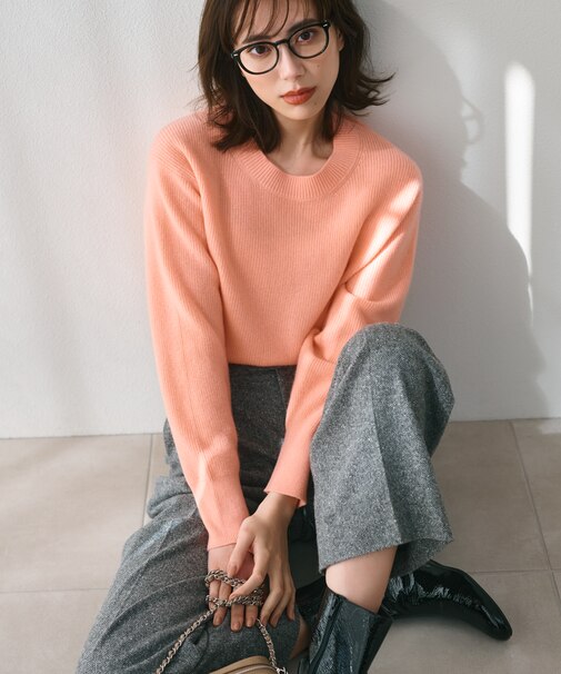 【洗える】ウールカシミヤ クルーネック ニット