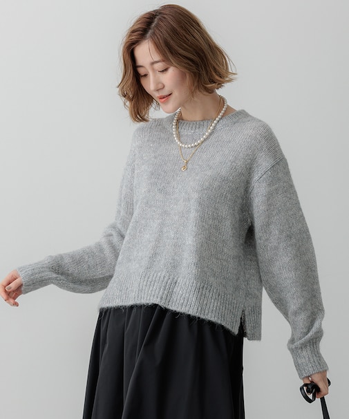 【Oggi2月号掲載/洗える】スパングル クルーネック ニット